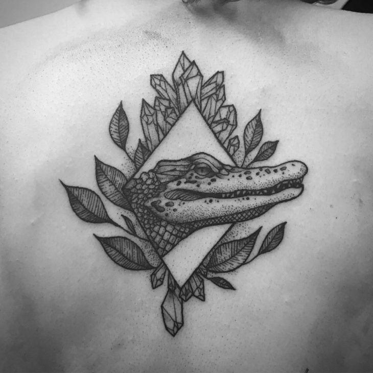black work crocodile tattoo