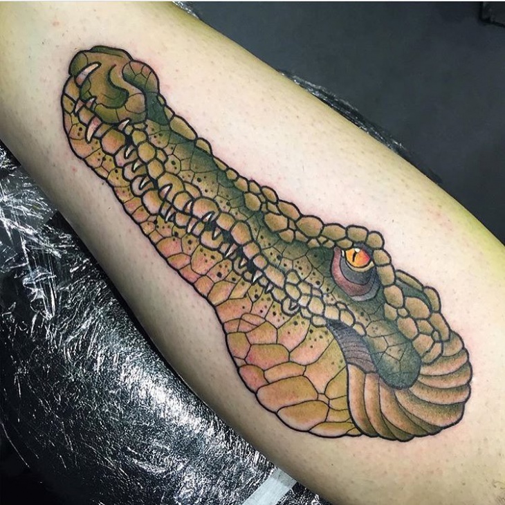 neo traditional crocodile tattoo