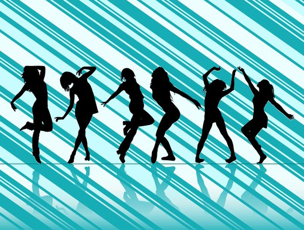 dancing women vector silhouettes