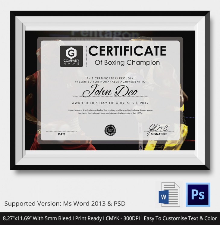 5 Boxing Certificates PSD Word Designs Design Trends Premium