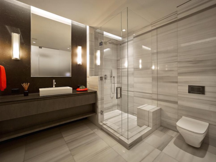modern bathroom with marble walls