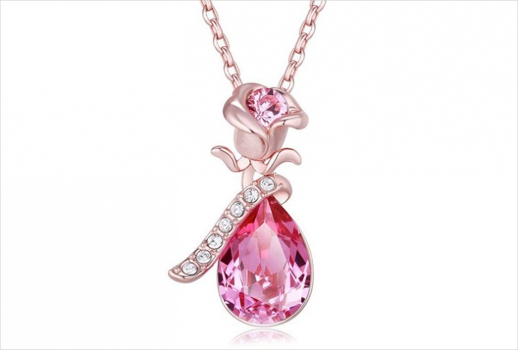 crystal rose pendant necklace