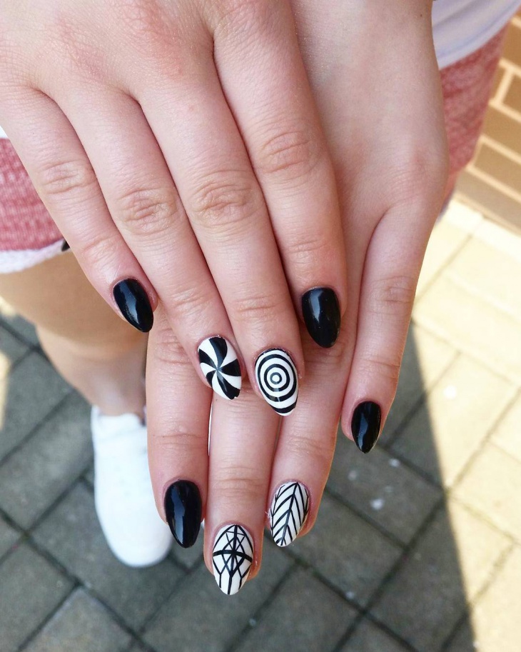 cool black and white nails