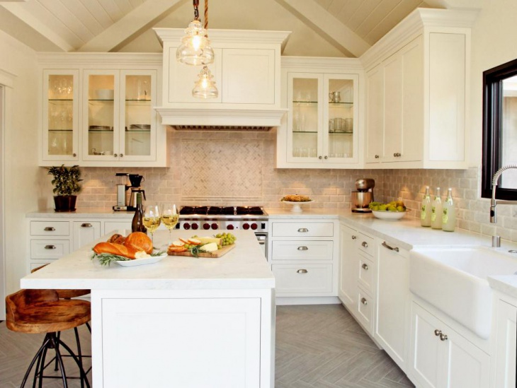 country kitchen accent wall tile