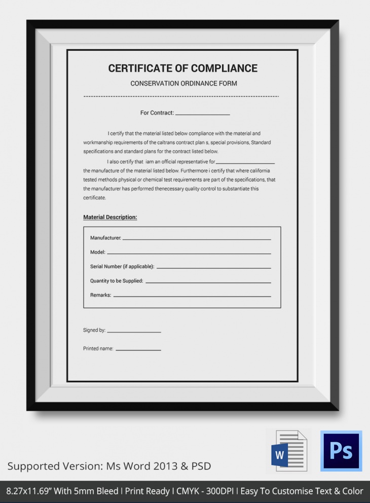 22  Certificate of Compliance PSD Word AI InDesign Designs