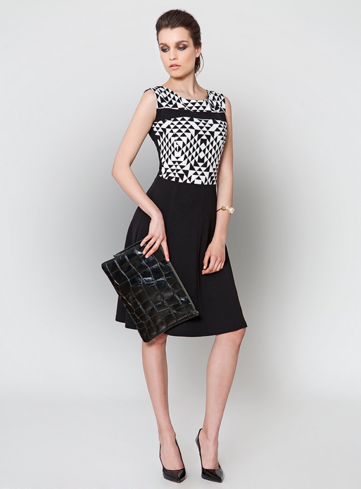 black and white geometric dress