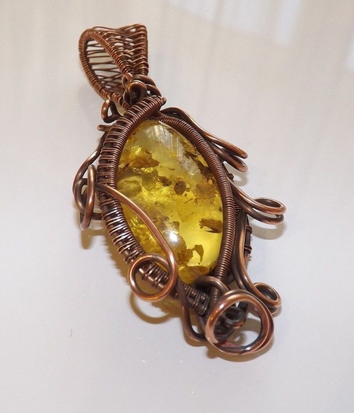 wire wrapped amber pendant
