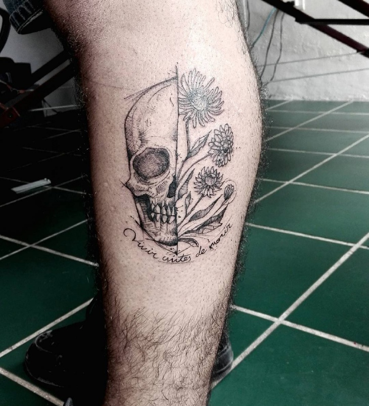 skull leg tattoo design