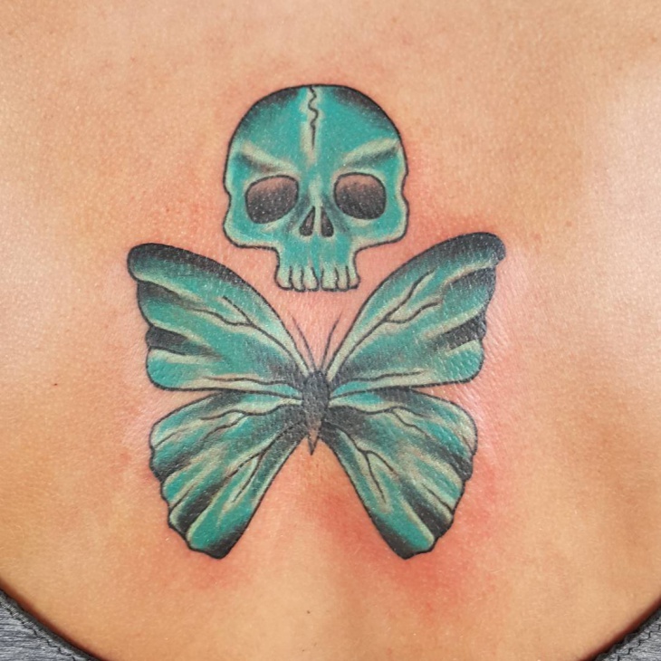 skull and butterfly tattoo design