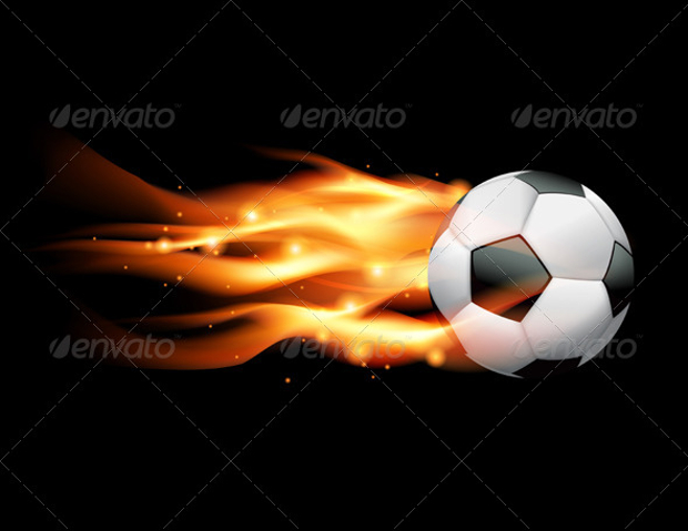 flaming soccer ball vector