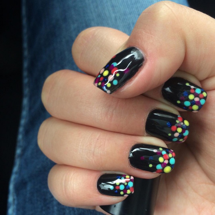 colorful polka dot nail design