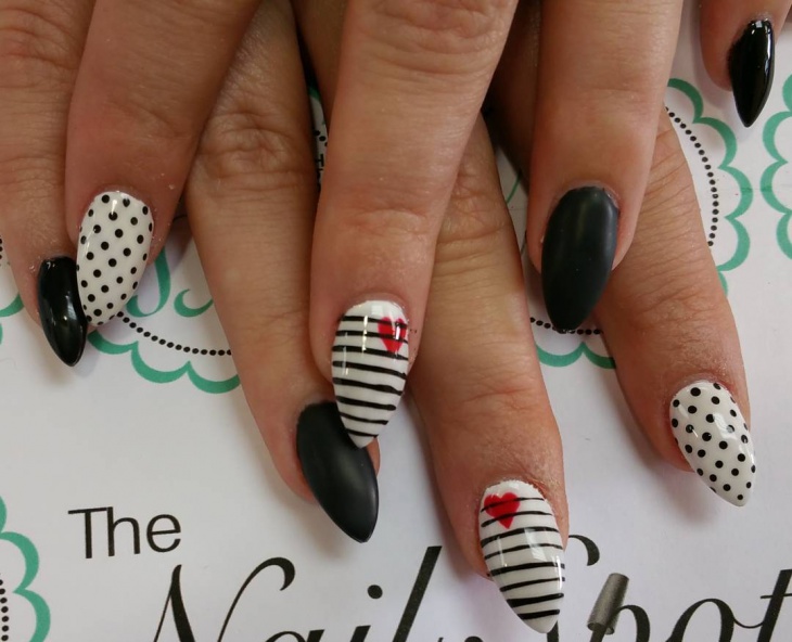 stripes and polka dot nail design