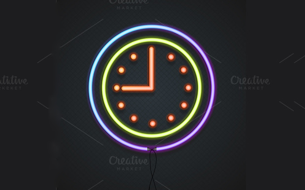 neon clock vector