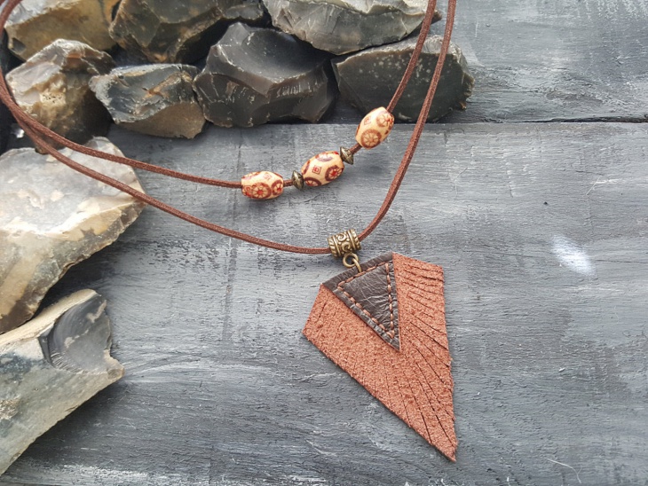brown leather necklace