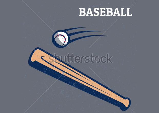 colorful flying baseball bat vector