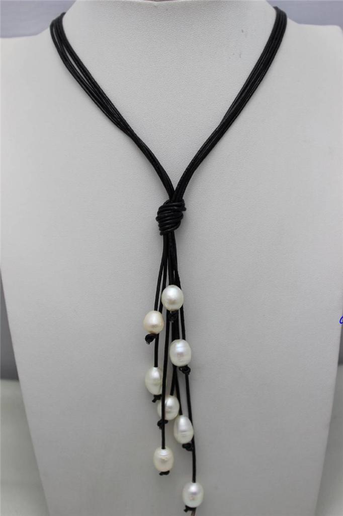leather pearl necklace design