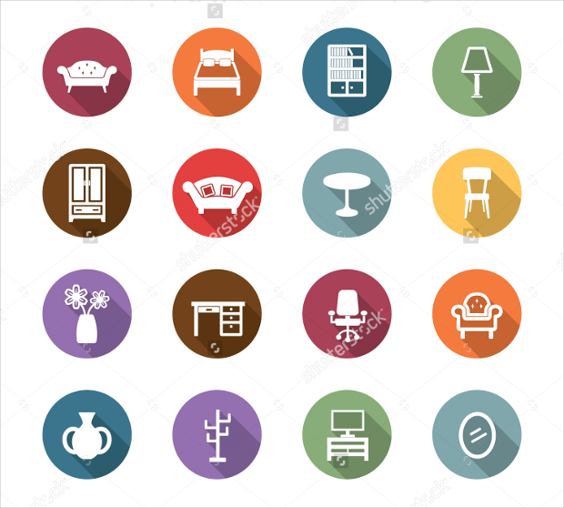 furniture long shadow icons