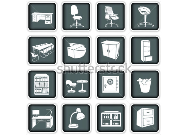 office furniture icons set