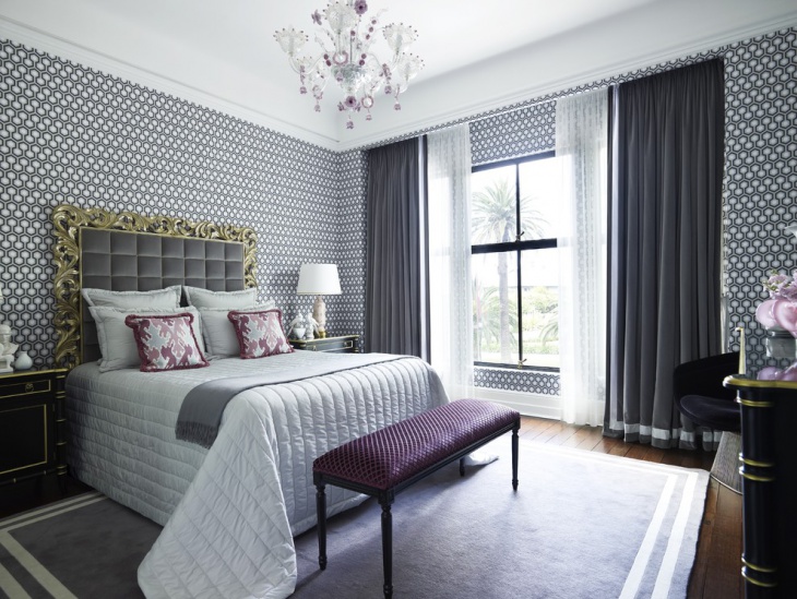 gray and white master bedroom