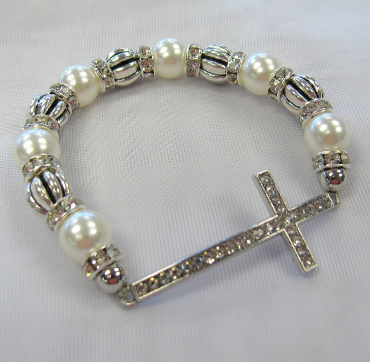 cross pearl bracelet