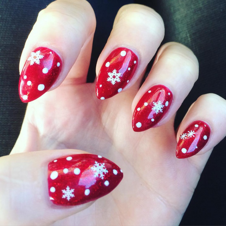 cute pointy red nail design