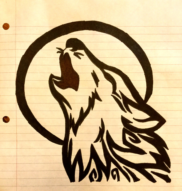 tribal wolf tattoo drawing