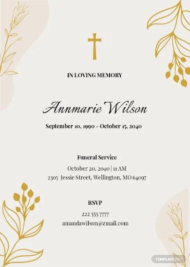 funeral flower card template