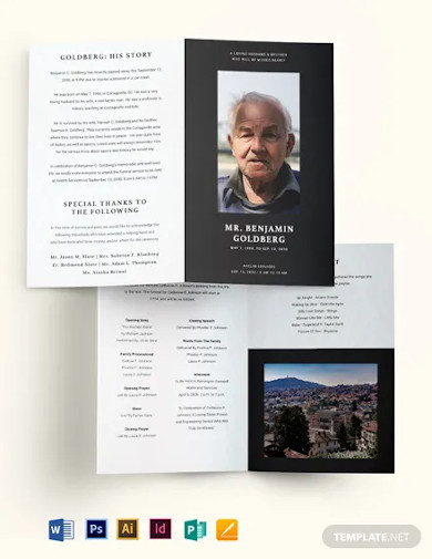 minimalistic eulogy funeral bi fold brochure template
