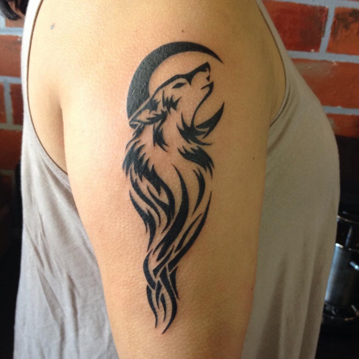 tribal wolf tattoo design