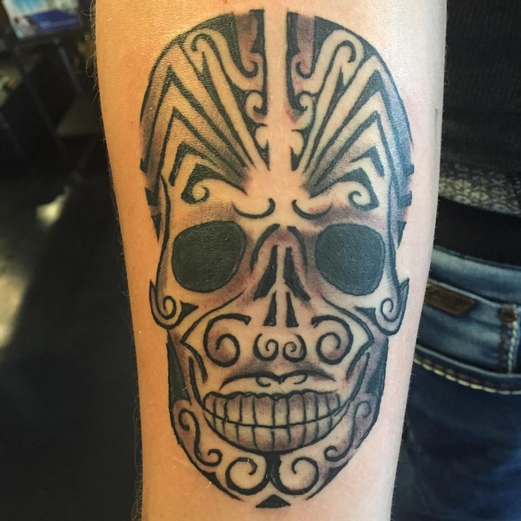 tribal skull tattoo design