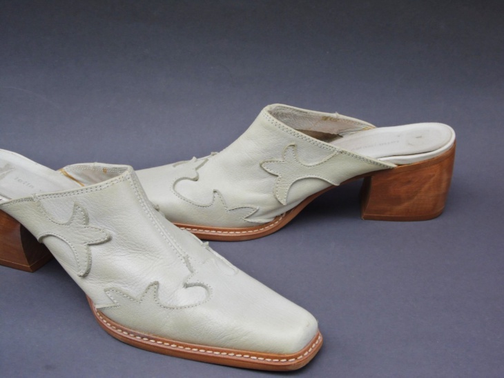 designer white mules shoes