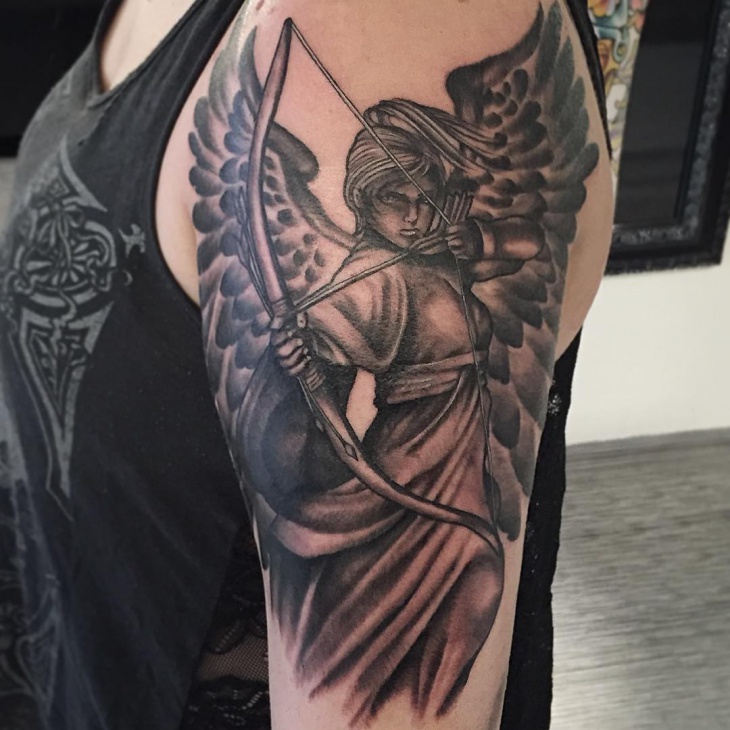 half sleeve angel tattoo design