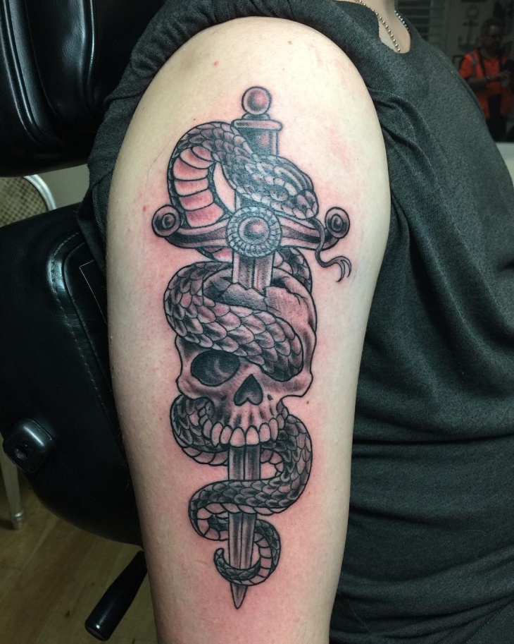 skull sleeve tattoo design for men
