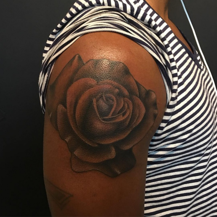 shoulder rose tattoo design for men