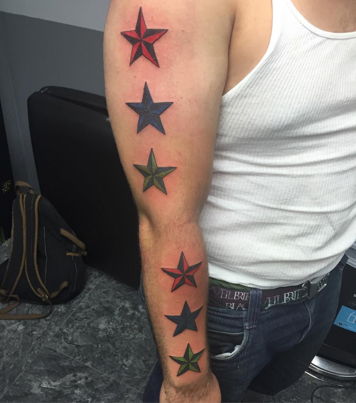 nautical star tattoo design for men