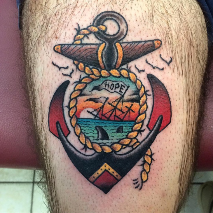 traditional anchor tattoo design