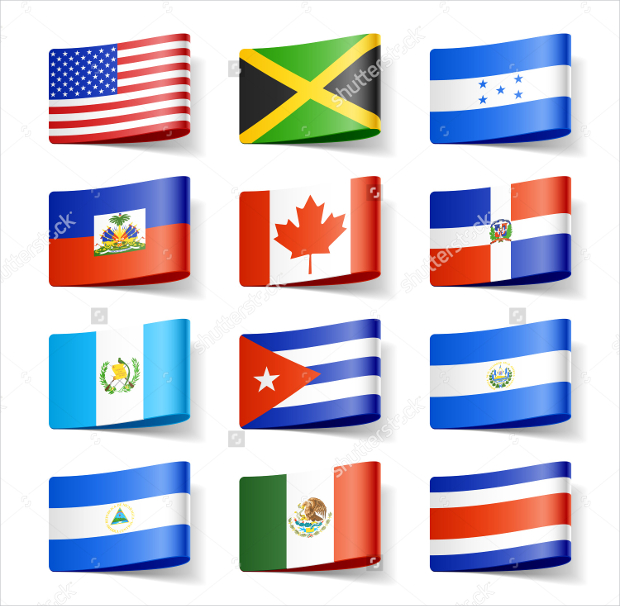 north america flags vector