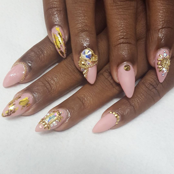 pink 3d nail art design