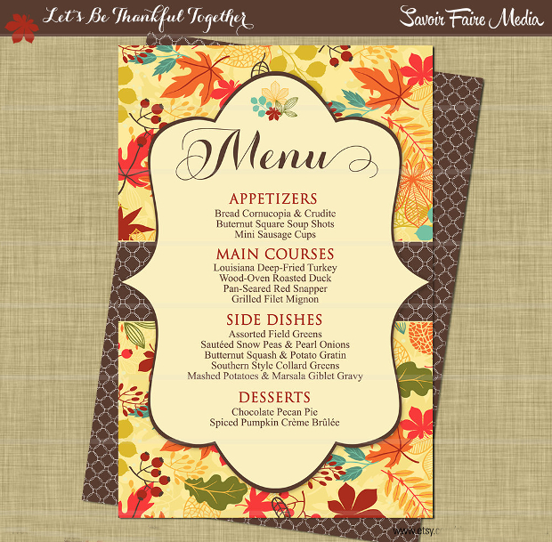 Thanksgiving Dinner Menu Design