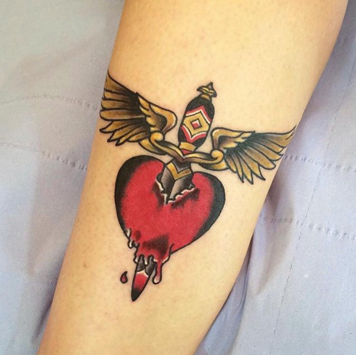 heart with wings tattoo design