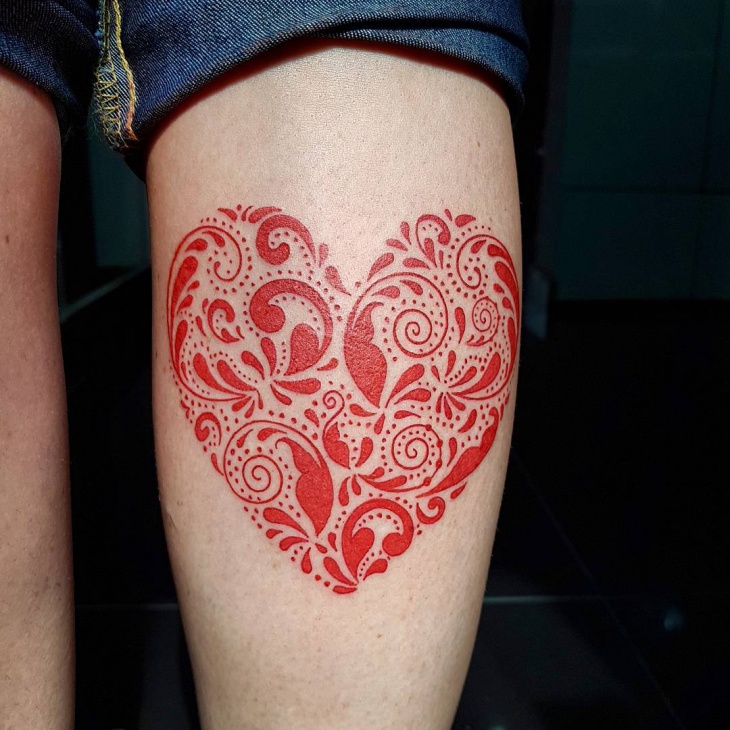 red heart tattoo design