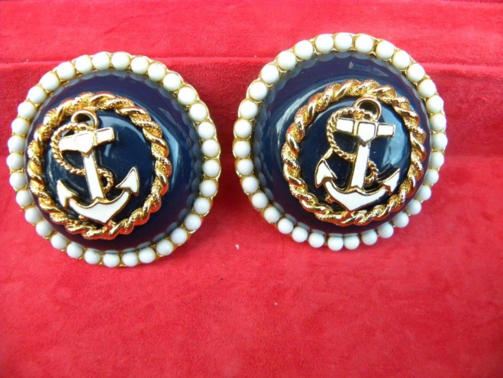 enamel anchor earrings