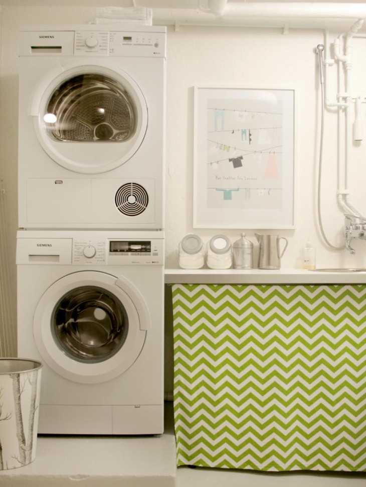 small white laundry room design 