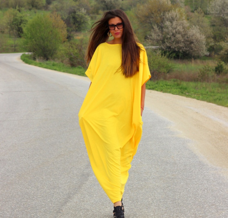yellow spring dress design