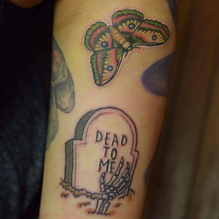 simple graveyard tattoo design