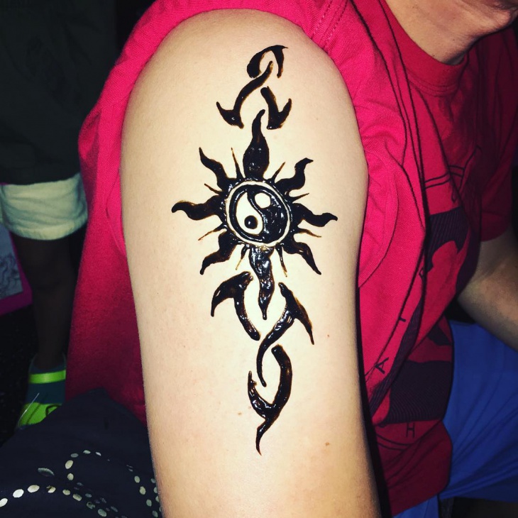 tribal sun henna tattoo design
