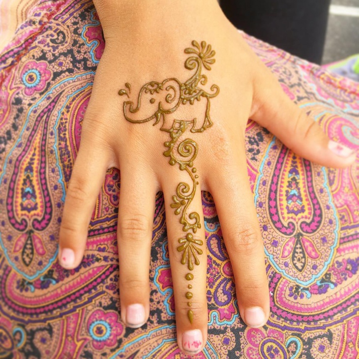 small elephant henna tattoo