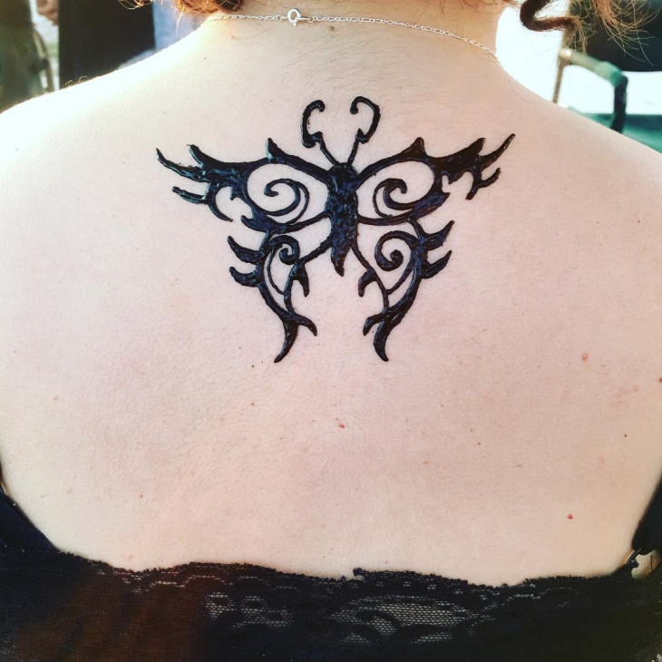 tribal butterfly henna tattoo design