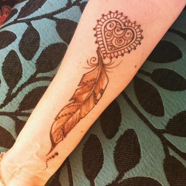 bird feather henna tattoo design