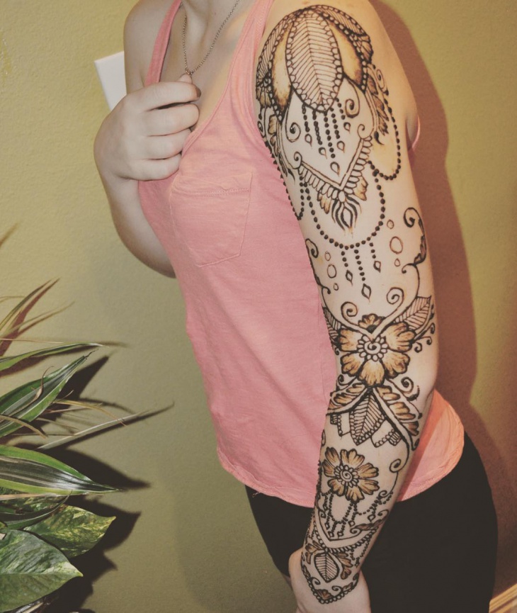 full sleeve henna tattoo design